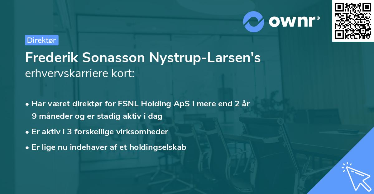 Frederik Sonasson Nystrup-Larsen's erhvervskarriere kort