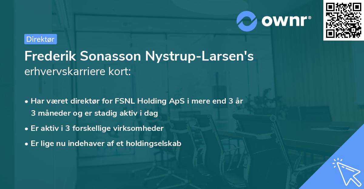 Frederik Sonasson Nystrup-Larsen's erhvervskarriere kort