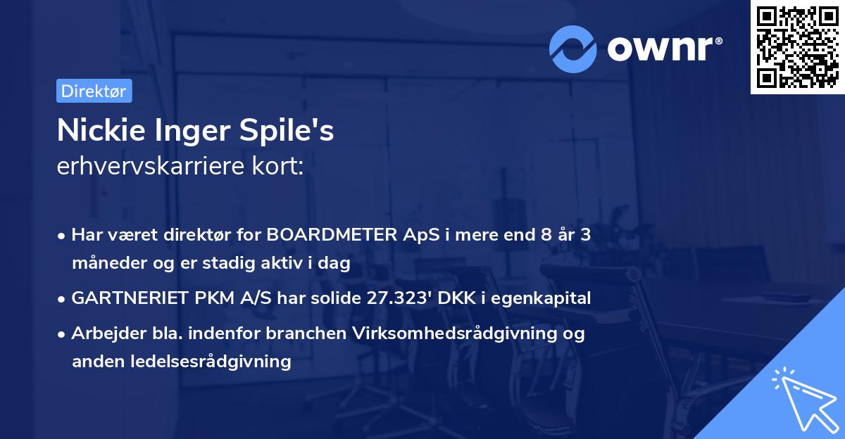 Nickie Inger Spile's erhvervskarriere kort