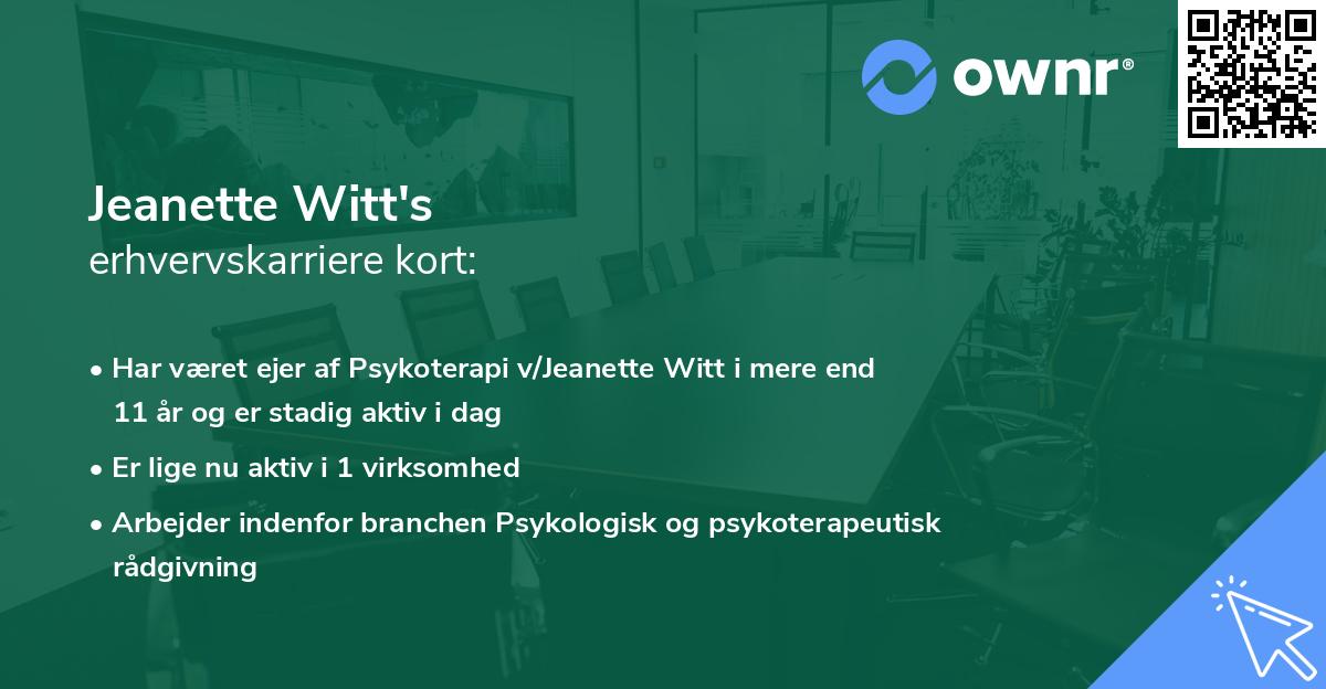 Jeanette Witt's erhvervskarriere kort
