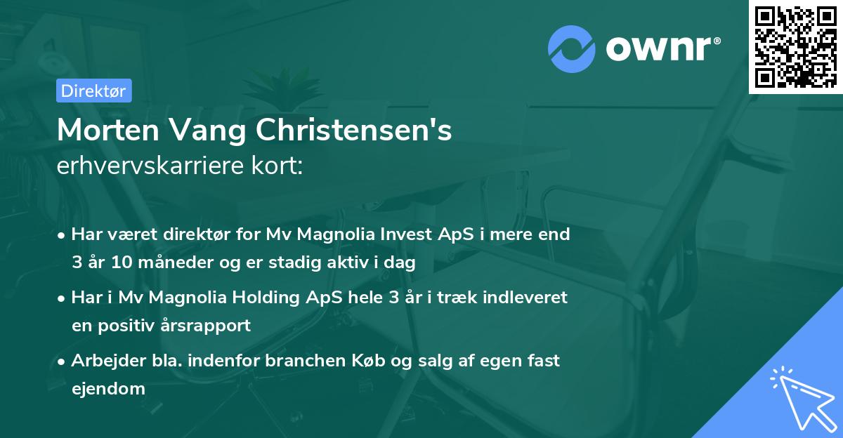 Morten Vang Christensen's erhvervskarriere kort