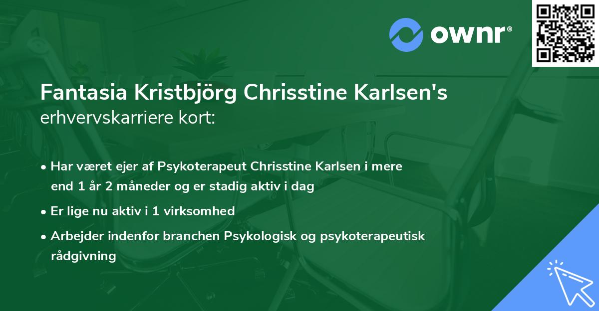 Fantasia Kristbjörg Chrisstine Karlsen's erhvervskarriere kort