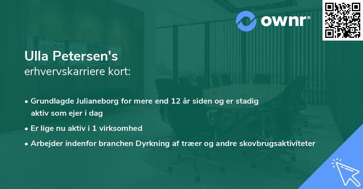 Ulla Petersen's erhvervskarriere kort