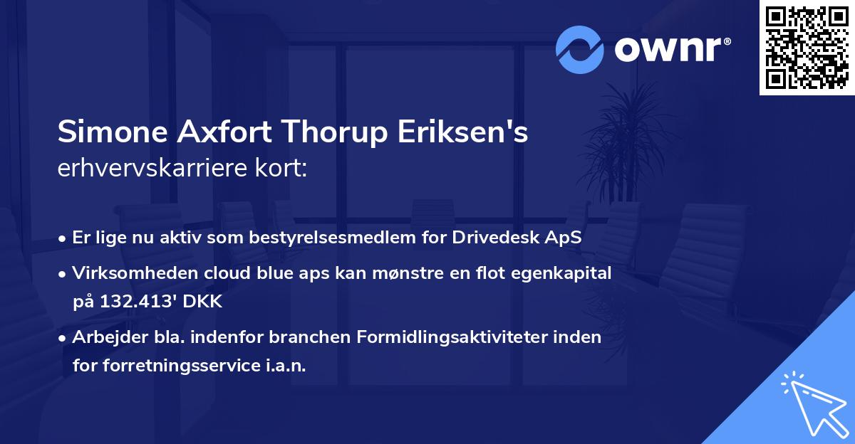 Simone Axfort Thorup Eriksen's erhvervskarriere kort