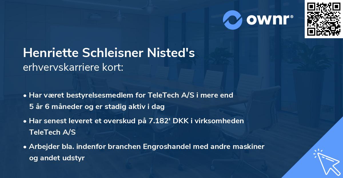 Henriette Schleisner Nisted's erhvervskarriere kort