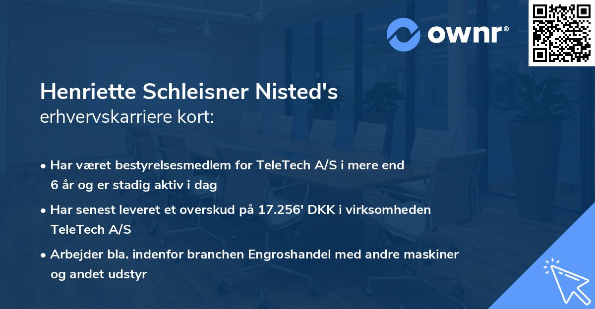 Henriette Schleisner Nisted's erhvervskarriere kort