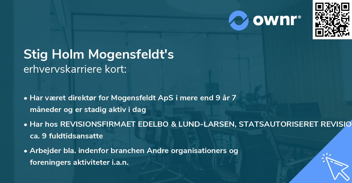 Stig Holm Mogensfeldt's erhvervskarriere kort