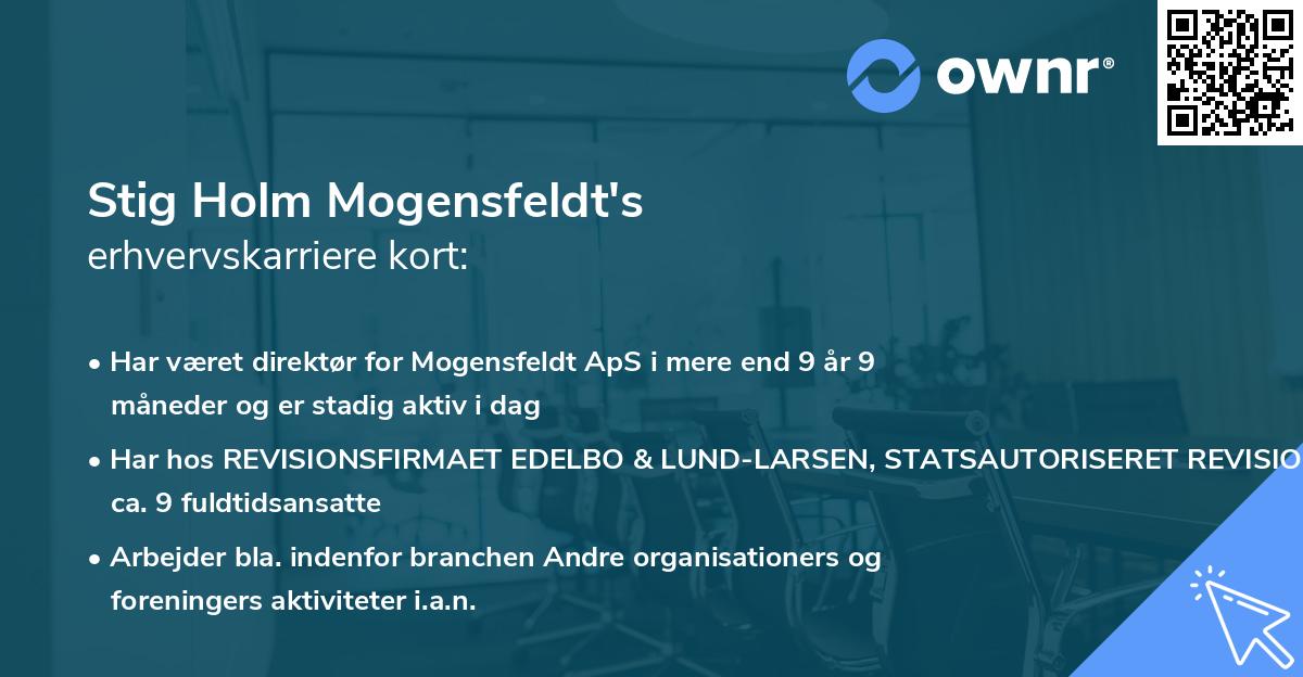 Stig Holm Mogensfeldt's erhvervskarriere kort