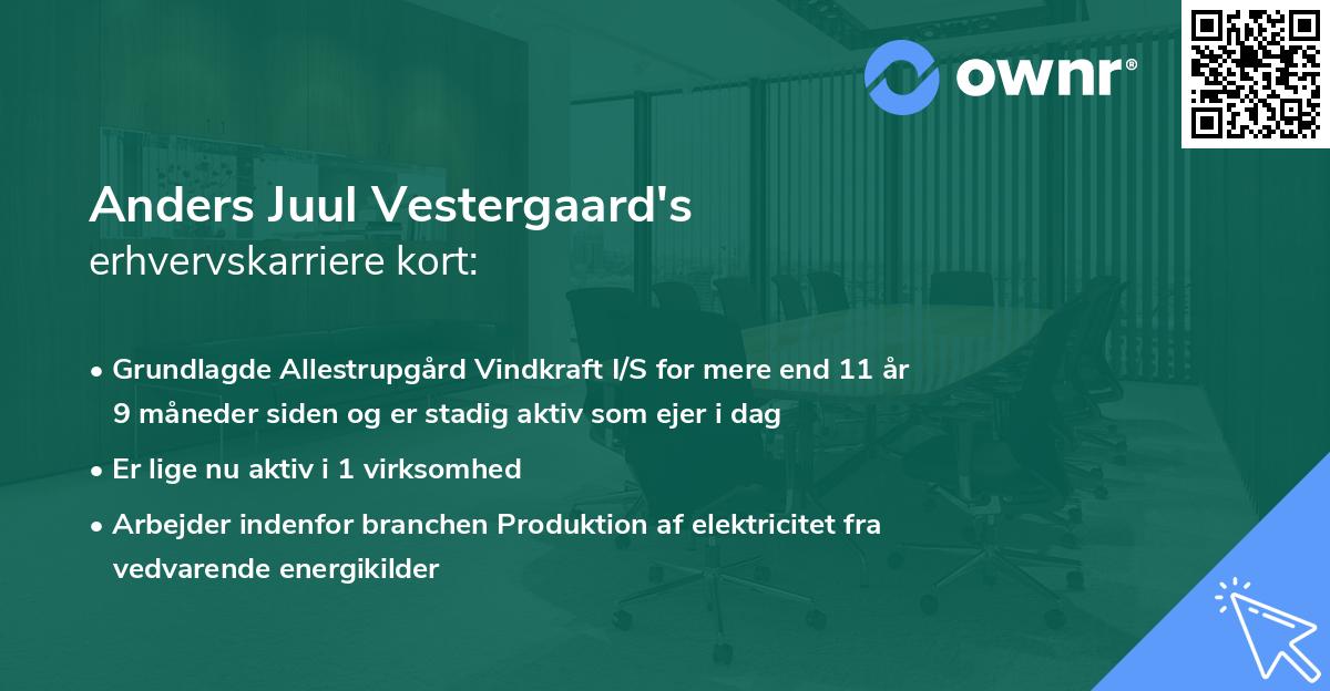 Anders Juul Vestergaard's erhvervskarriere kort