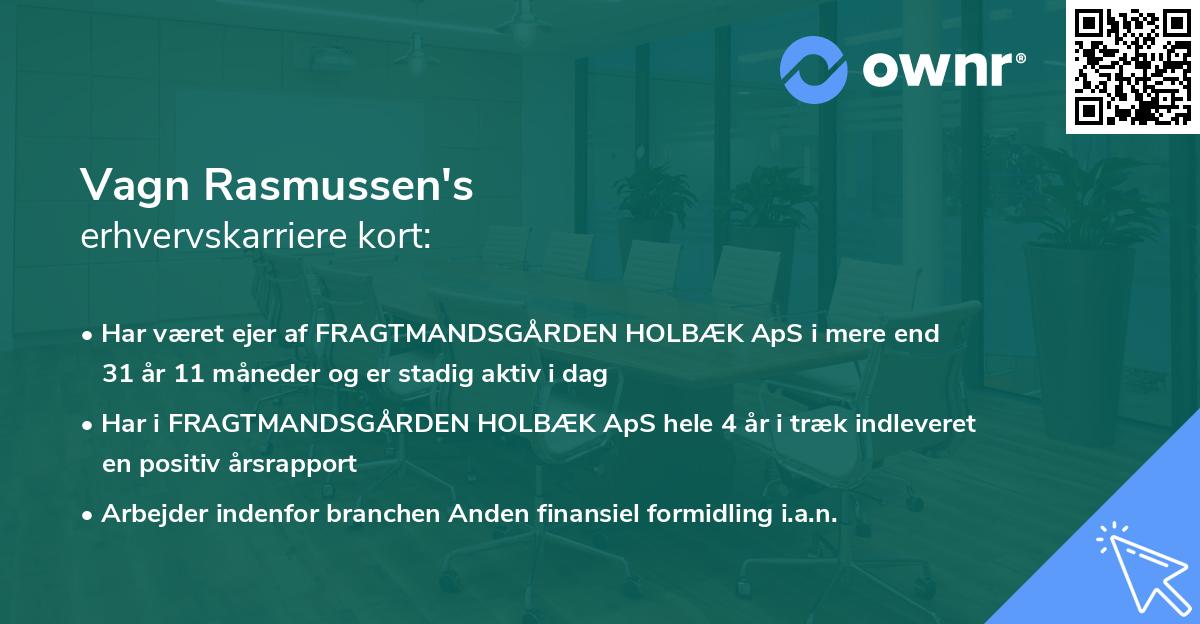 Vagn Rasmussen's erhvervskarriere kort