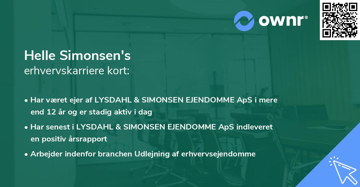 Helle Simonsen's erhvervskarriere kort