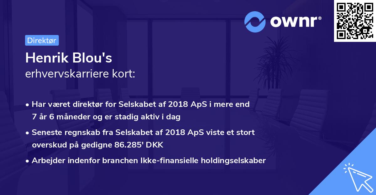 Henrik Blou's erhvervskarriere kort