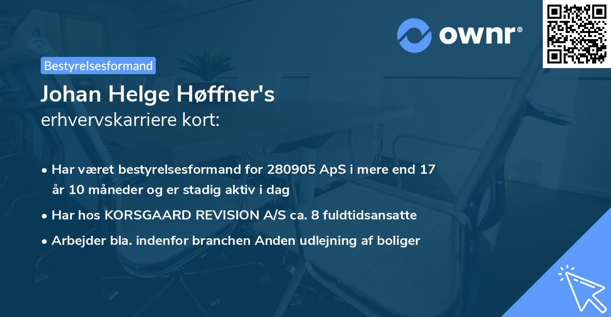 Johan Helge Høffner's erhvervskarriere kort