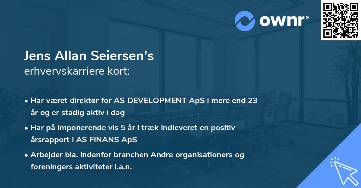 Jens Allan Seiersen's erhvervskarriere kort