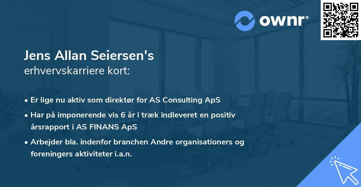 Jens Allan Seiersen's erhvervskarriere kort
