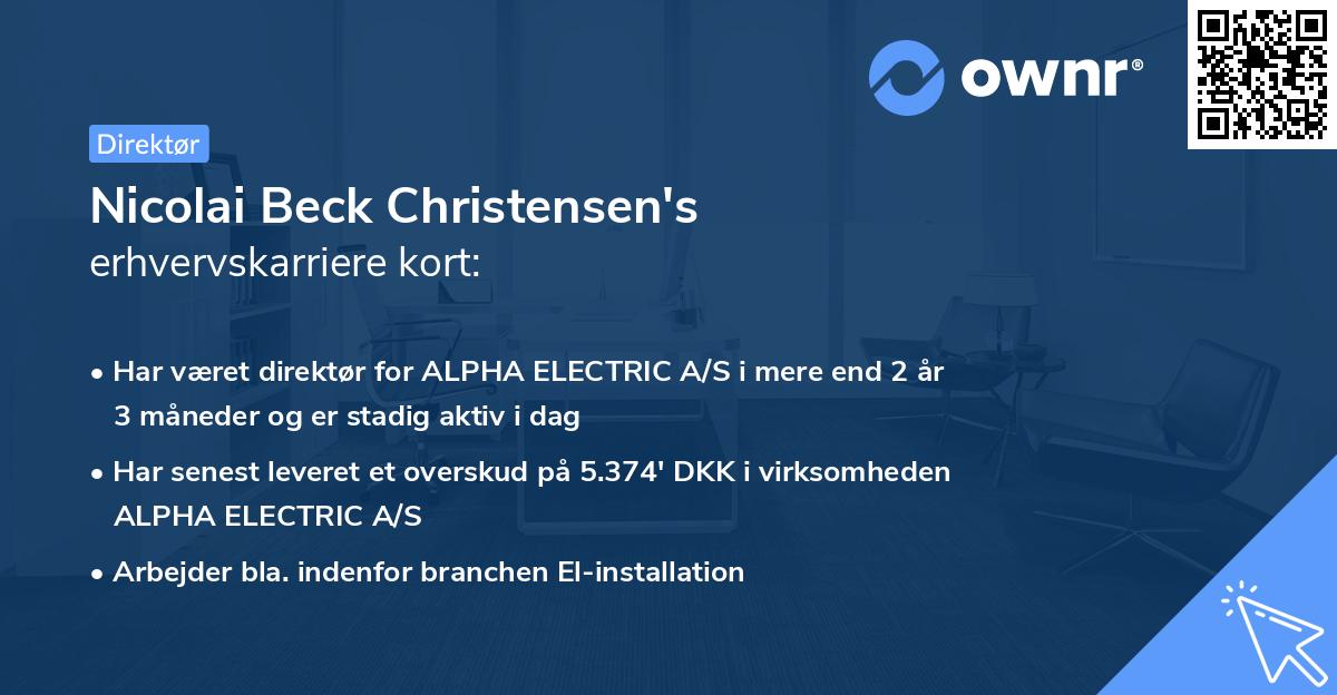 Nicolai Beck Christensen's erhvervskarriere kort