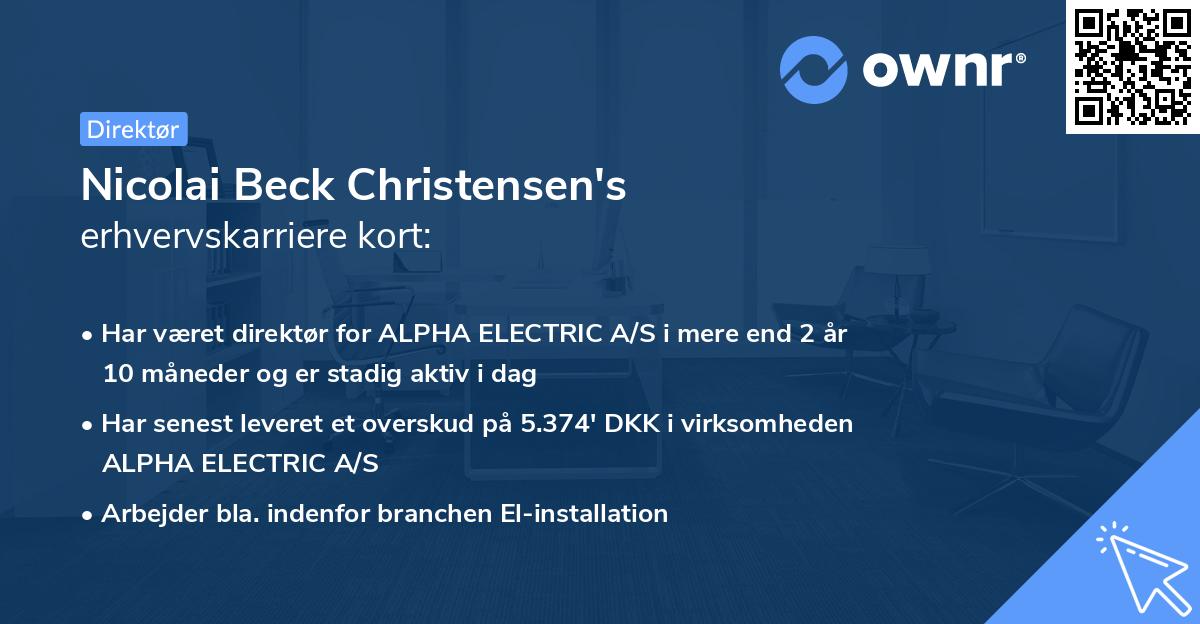 Nicolai Beck Christensen's erhvervskarriere kort
