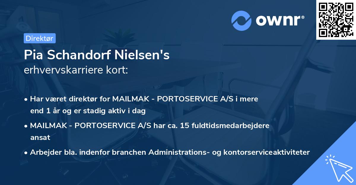Pia Schandorf Nielsen's erhvervskarriere kort