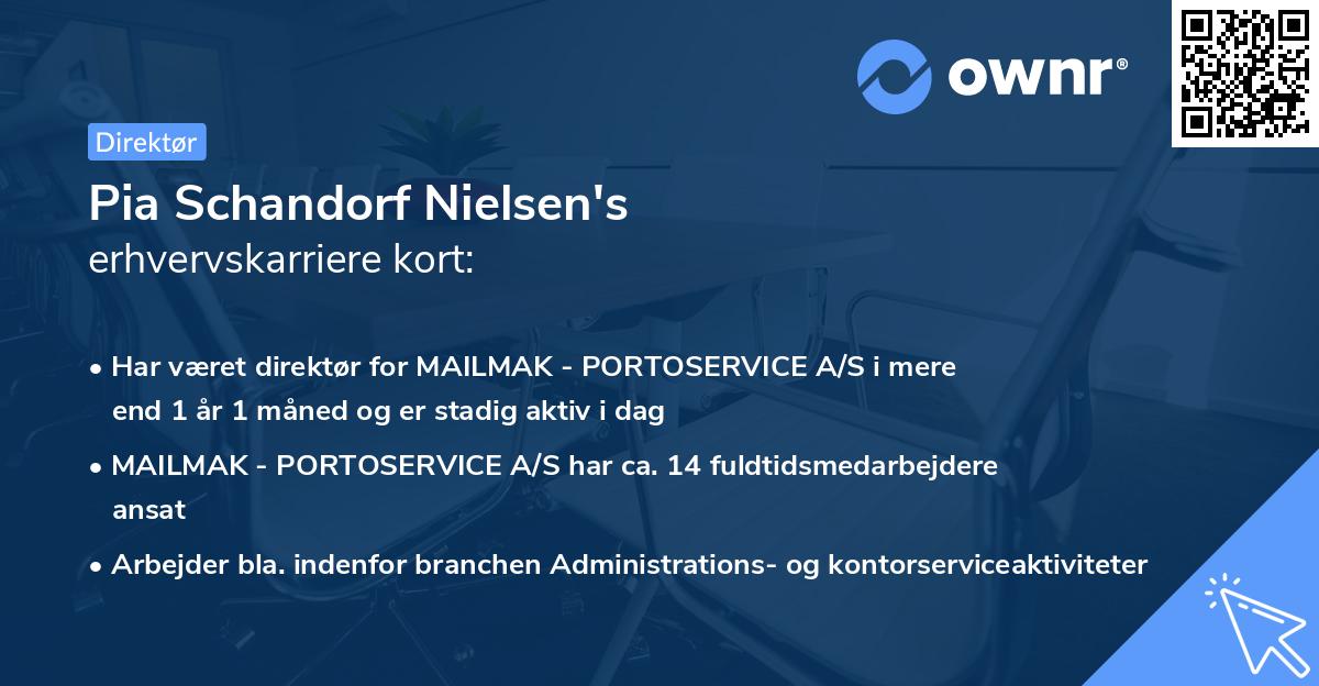 Pia Schandorf Nielsen's erhvervskarriere kort