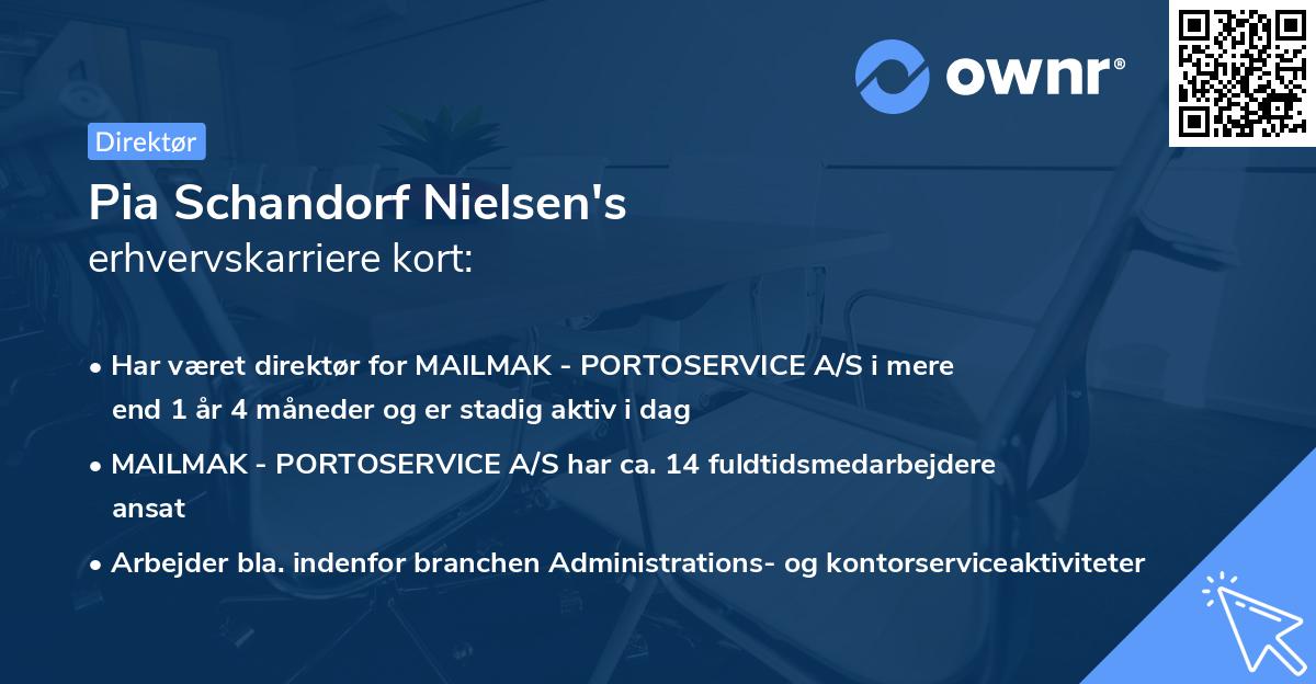 Pia Schandorf Nielsen's erhvervskarriere kort
