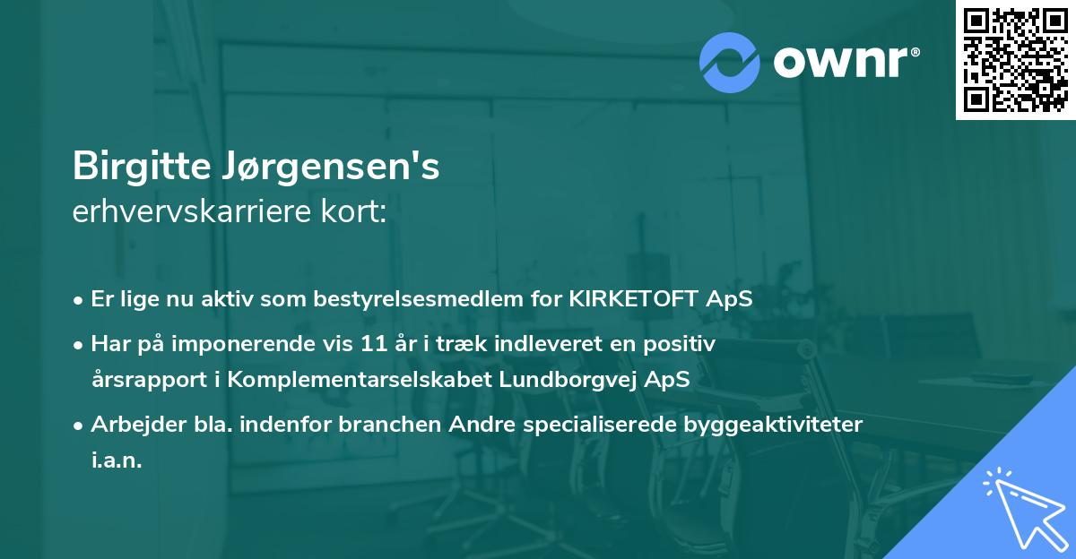 Birgitte Jørgensen's erhvervskarriere kort