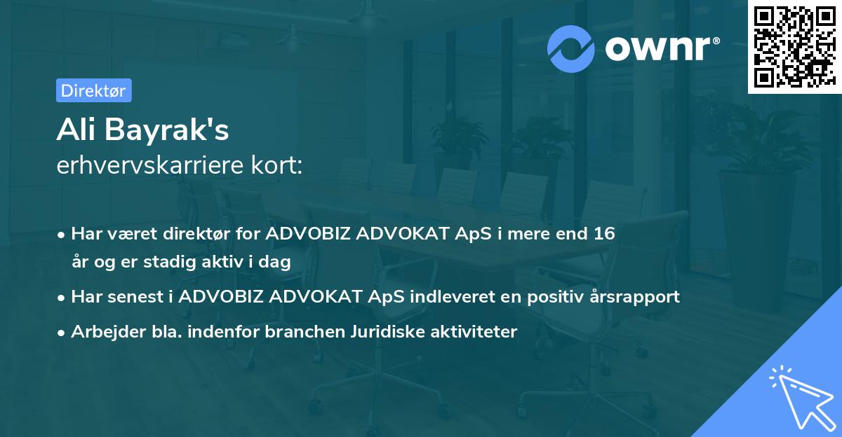 Ali Bayrak's erhvervskarriere kort