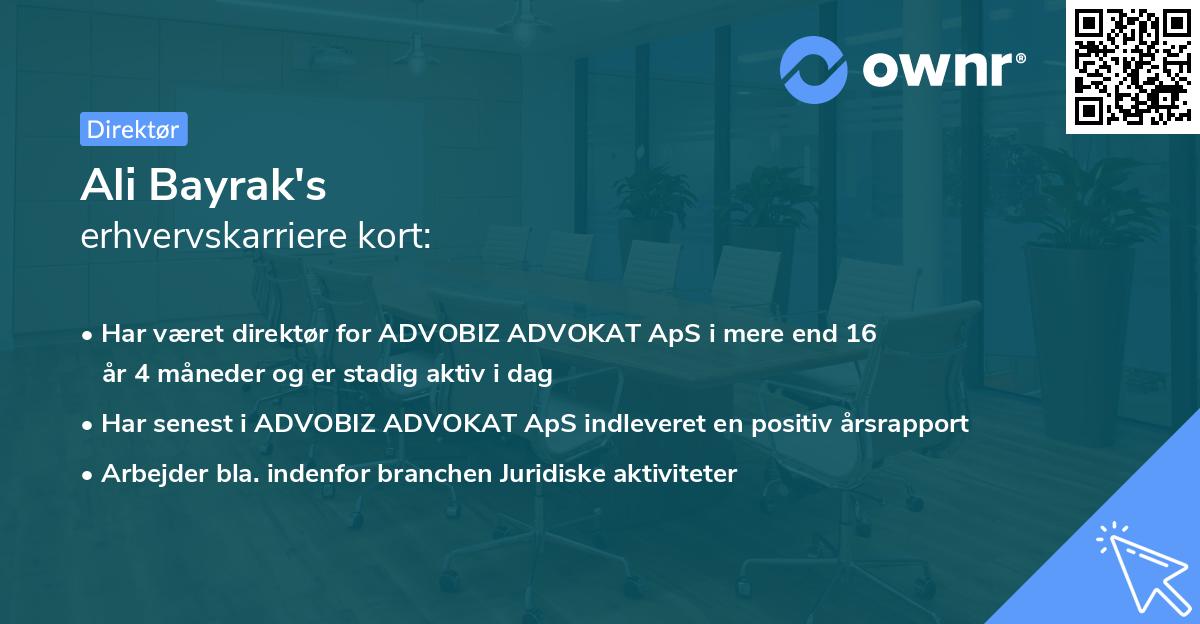 Ali Bayrak's erhvervskarriere kort