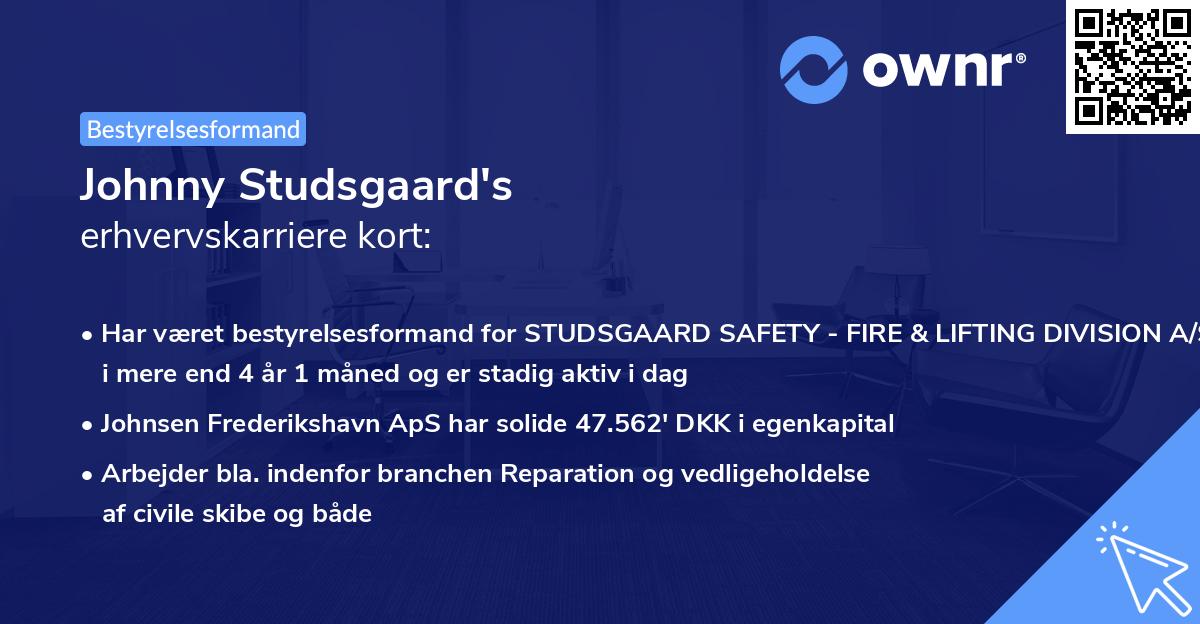 Johnny Studsgaard's erhvervskarriere kort