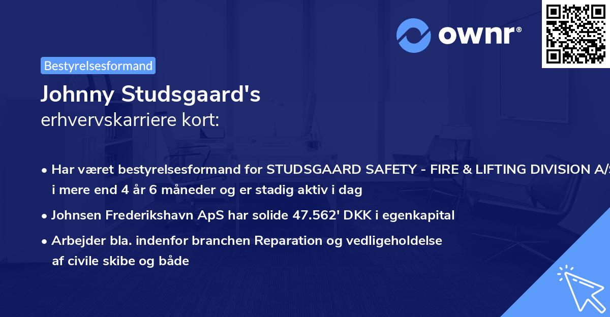 Johnny Studsgaard's erhvervskarriere kort