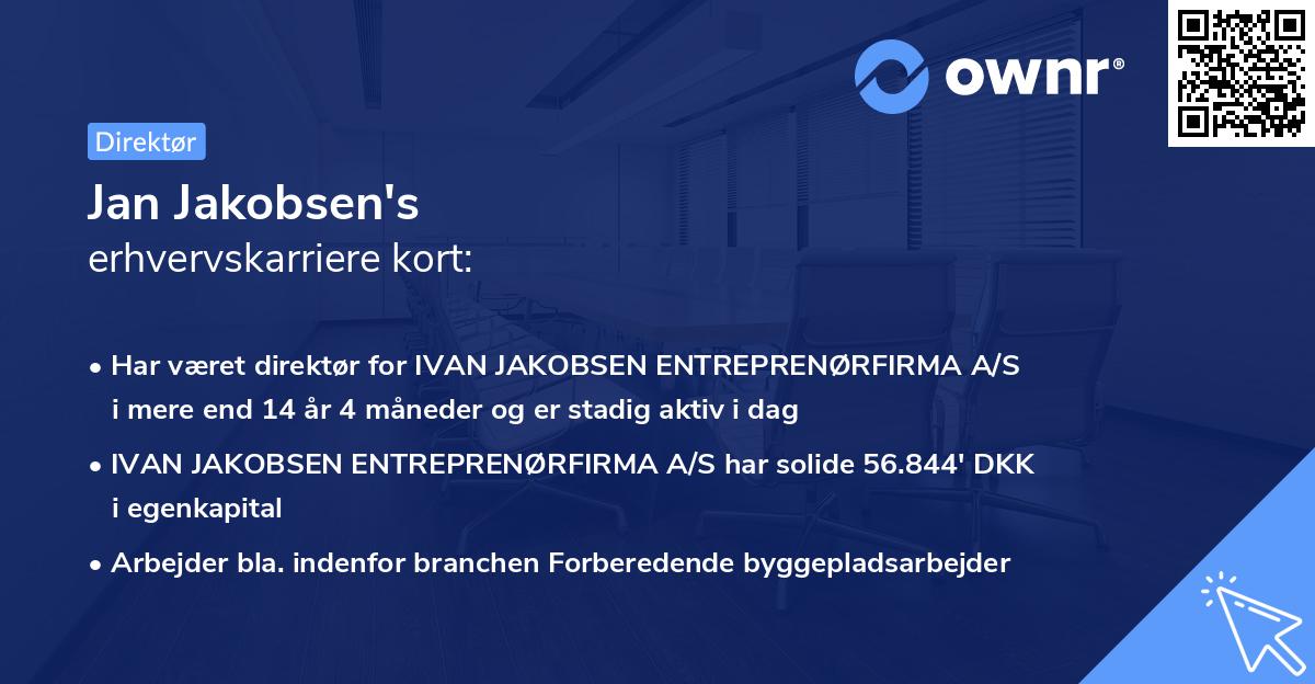 Jan Jakobsen's erhvervskarriere kort