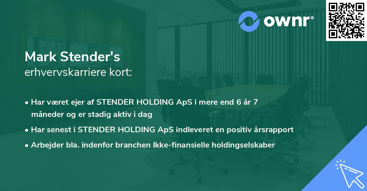 Mark Stender's erhvervskarriere kort