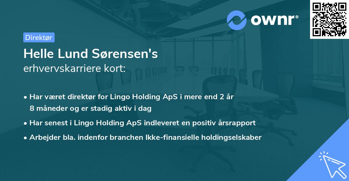 Helle Lund Sørensen's erhvervskarriere kort
