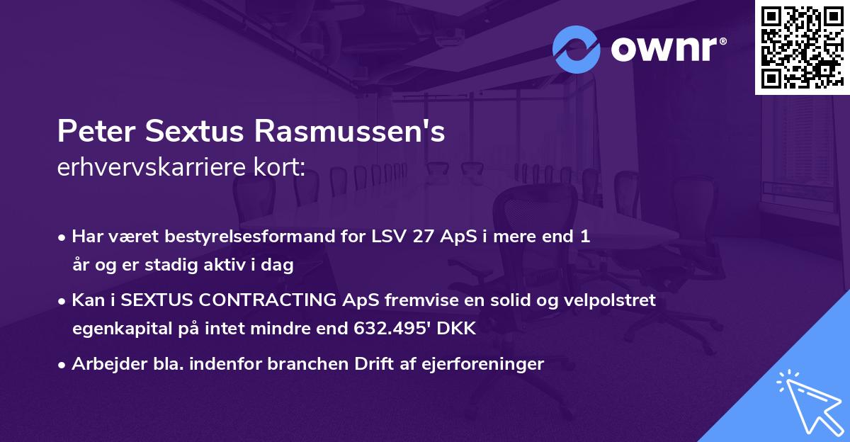 Peter Sextus Rasmussen's erhvervskarriere kort