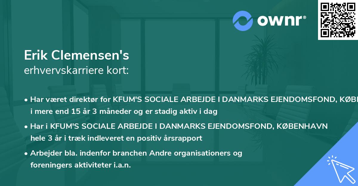 Erik Clemensen's erhvervskarriere kort