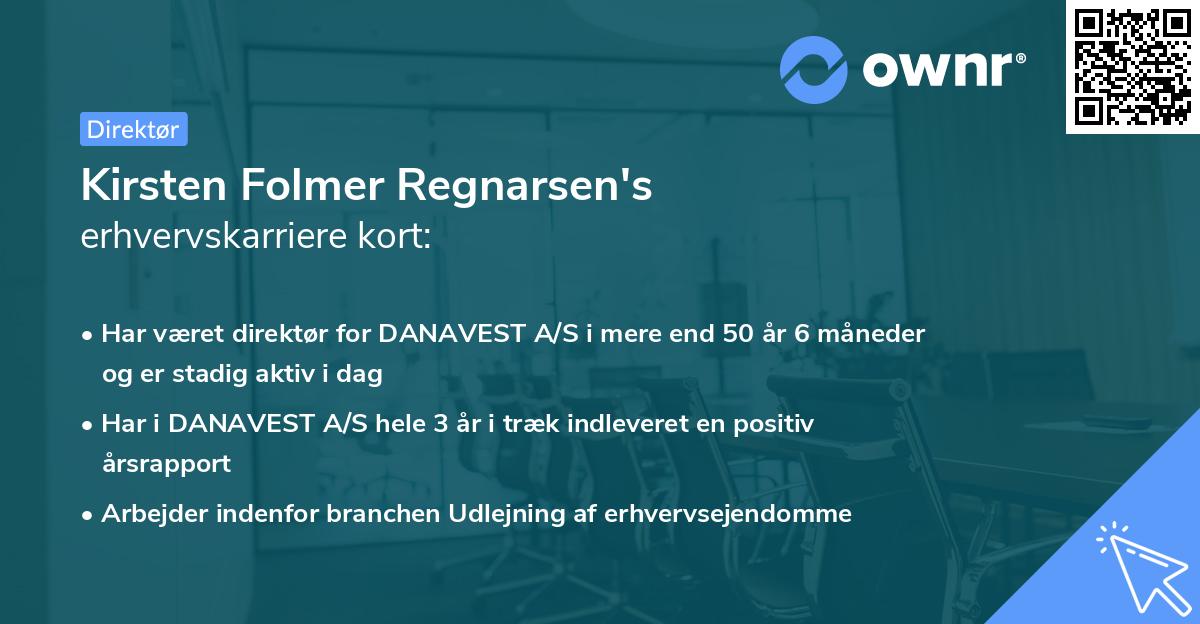 Kirsten Folmer Regnarsen's erhvervskarriere kort