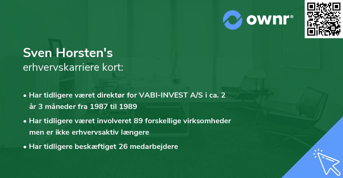 Sven Horsten's erhvervskarriere kort