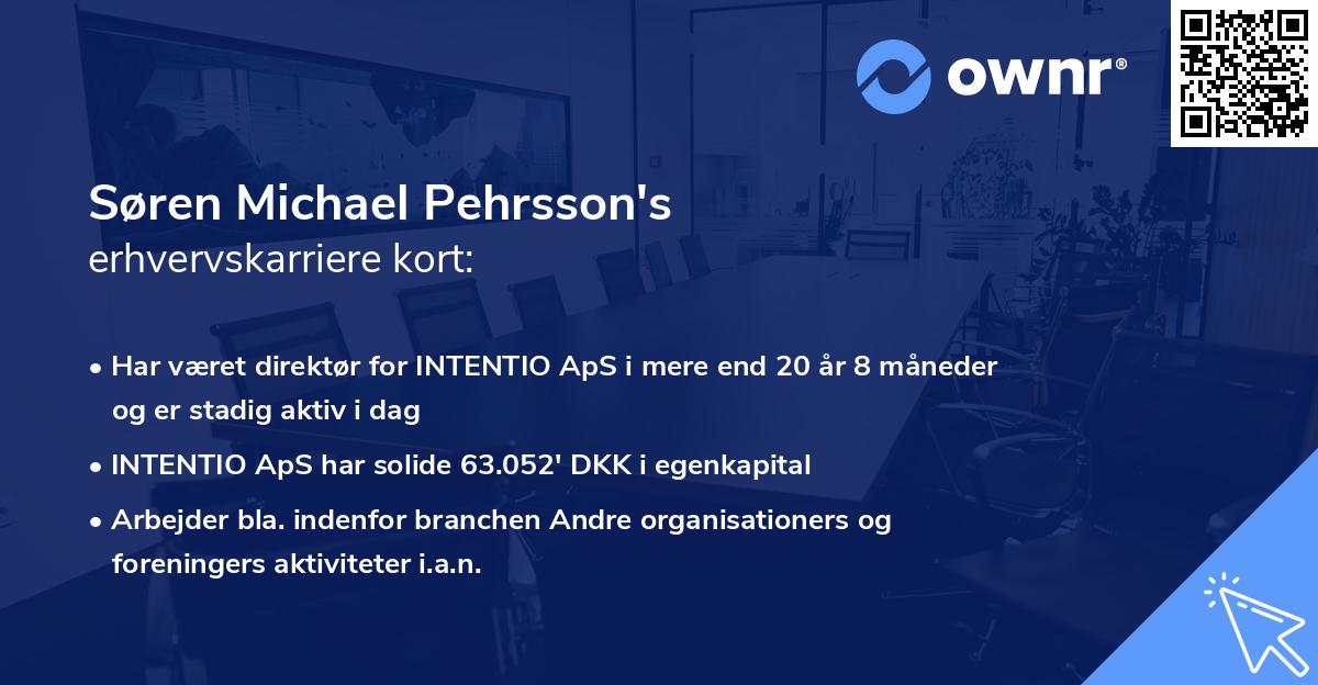 Søren Michael Pehrsson's erhvervskarriere kort
