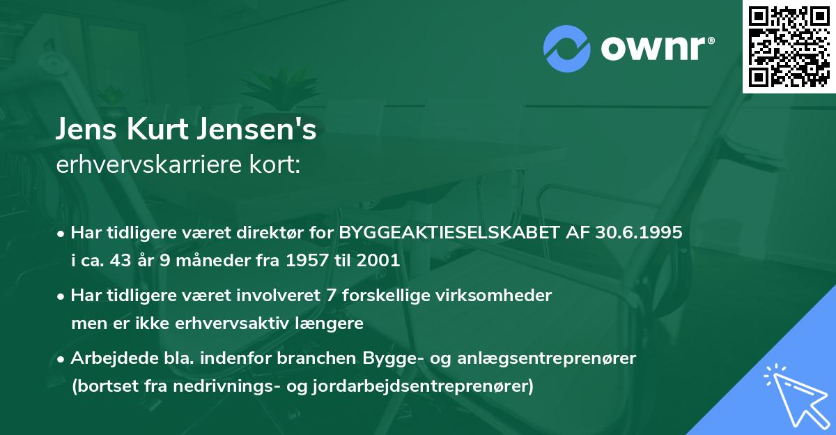 Jens Kurt Jensen's erhvervskarriere kort
