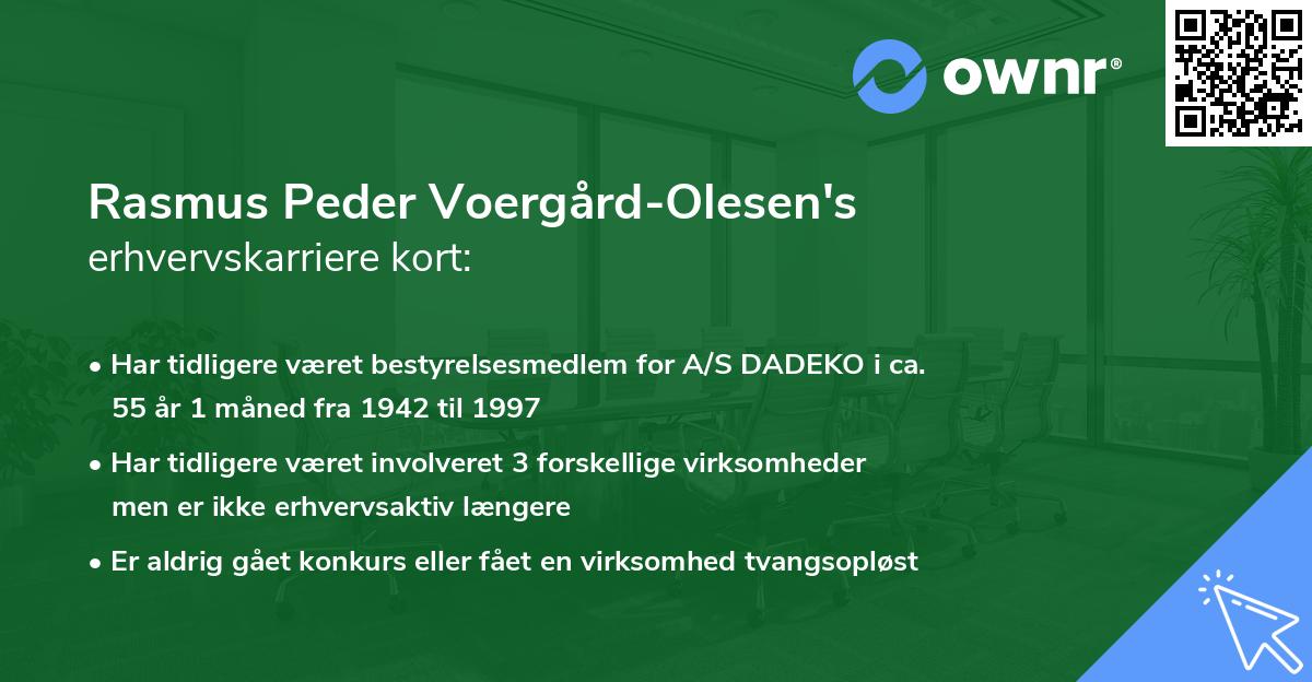 Rasmus Peder Voergård-Olesen's erhvervskarriere kort