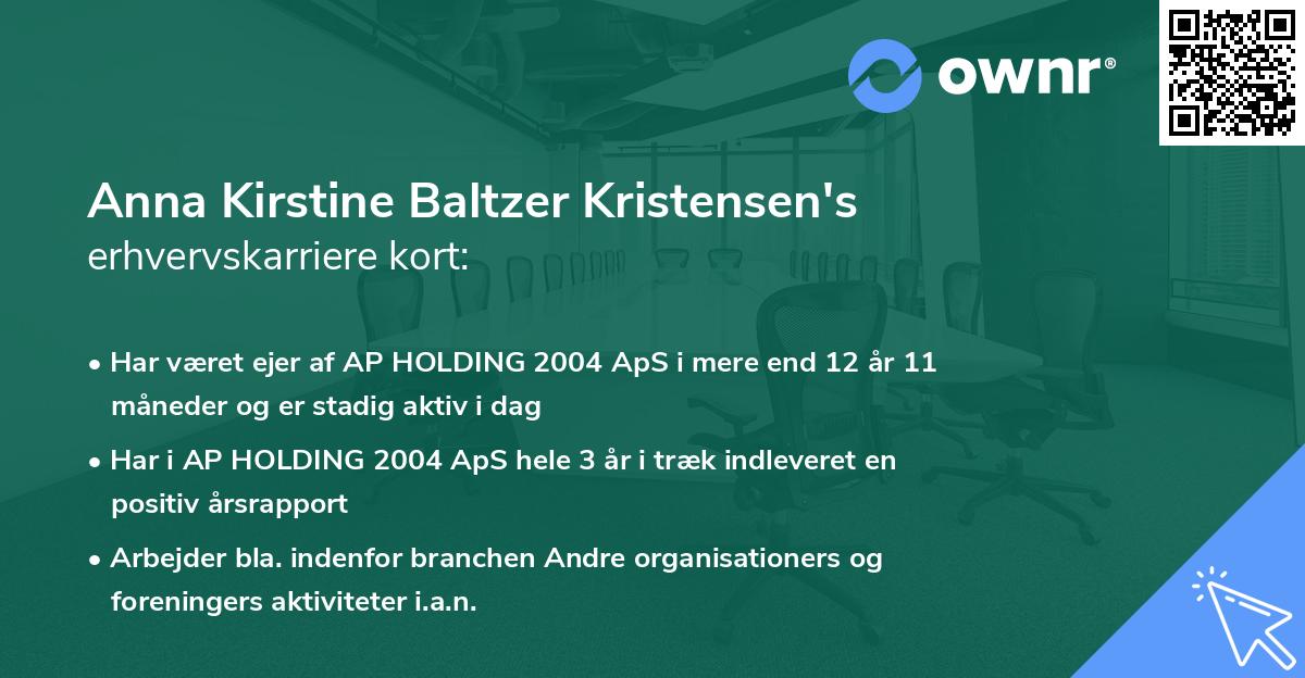Anna Kirstine Baltzer Kristensen's erhvervskarriere kort