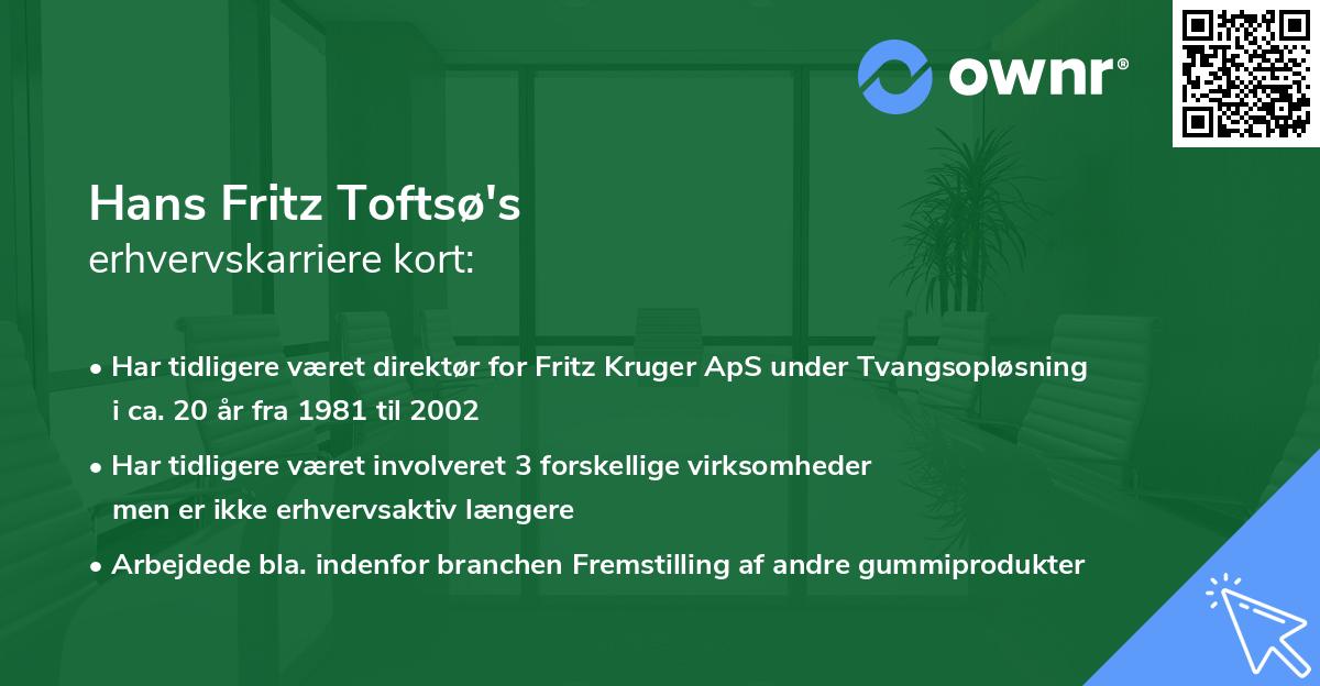 Hans Fritz Toftsø's erhvervskarriere kort