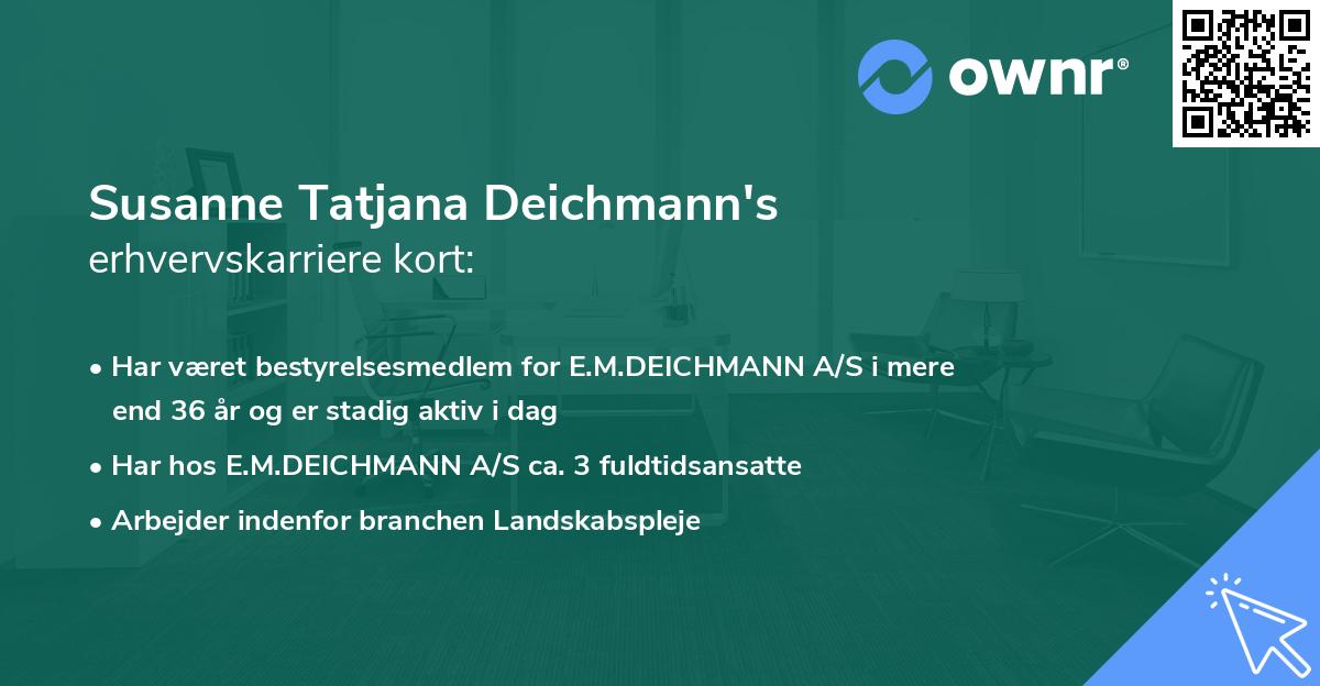 Susanne Tatjana Deichmann's erhvervskarriere kort