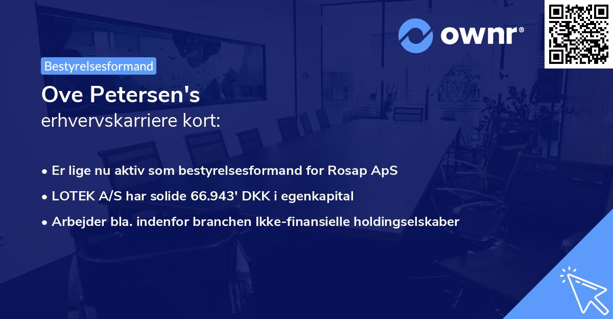 Ove Petersen's erhvervskarriere kort