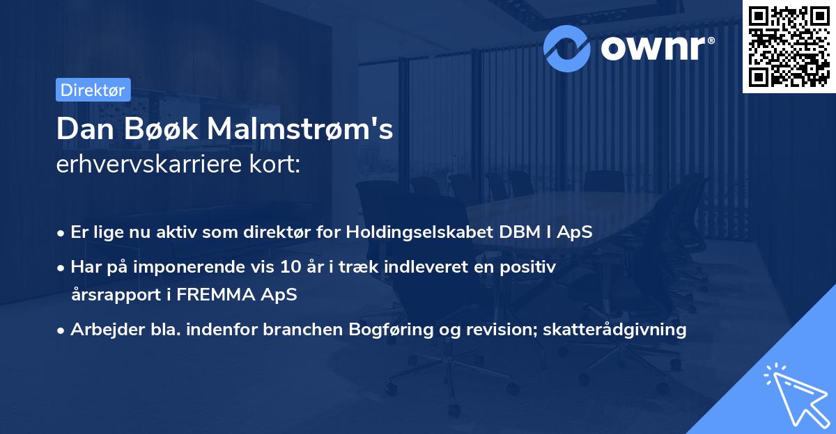 Dan Bøøk Malmstrøm's erhvervskarriere kort