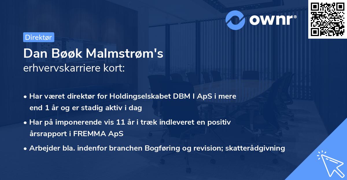 Dan Bøøk Malmstrøm's erhvervskarriere kort
