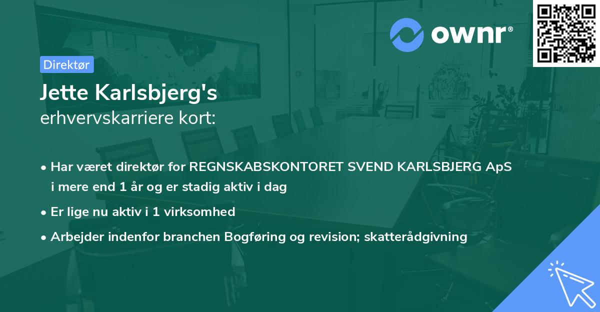 Jette Karlsbjerg's erhvervskarriere kort