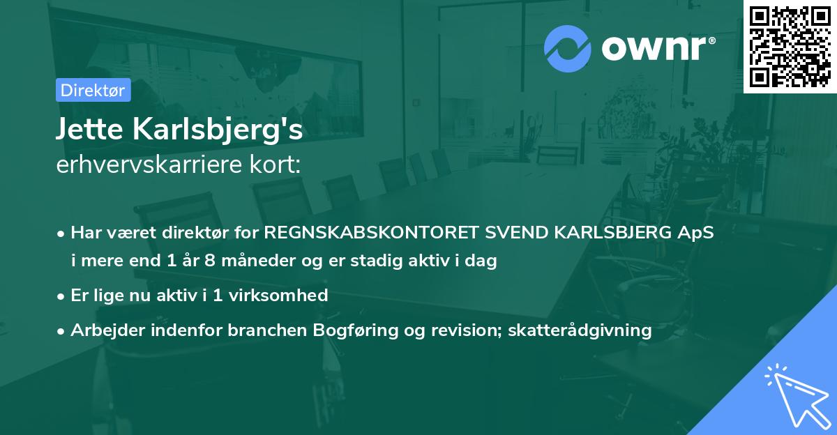 Jette Karlsbjerg's erhvervskarriere kort