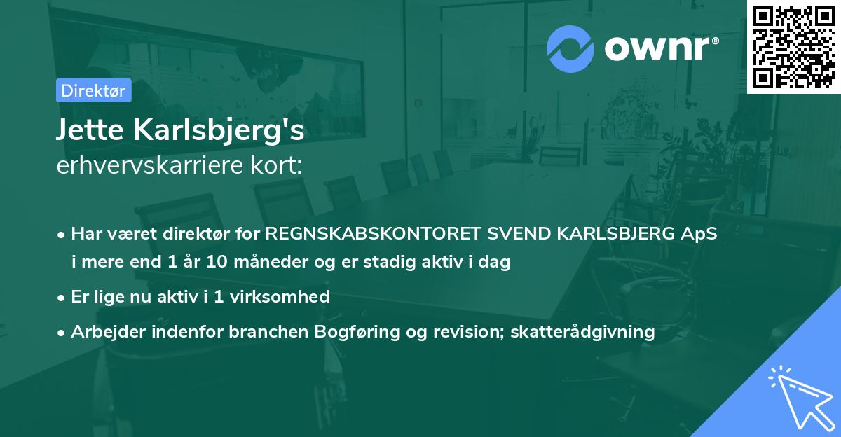 Jette Karlsbjerg's erhvervskarriere kort