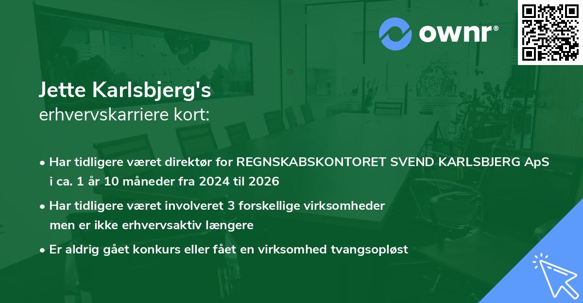 Jette Karlsbjerg's erhvervskarriere kort