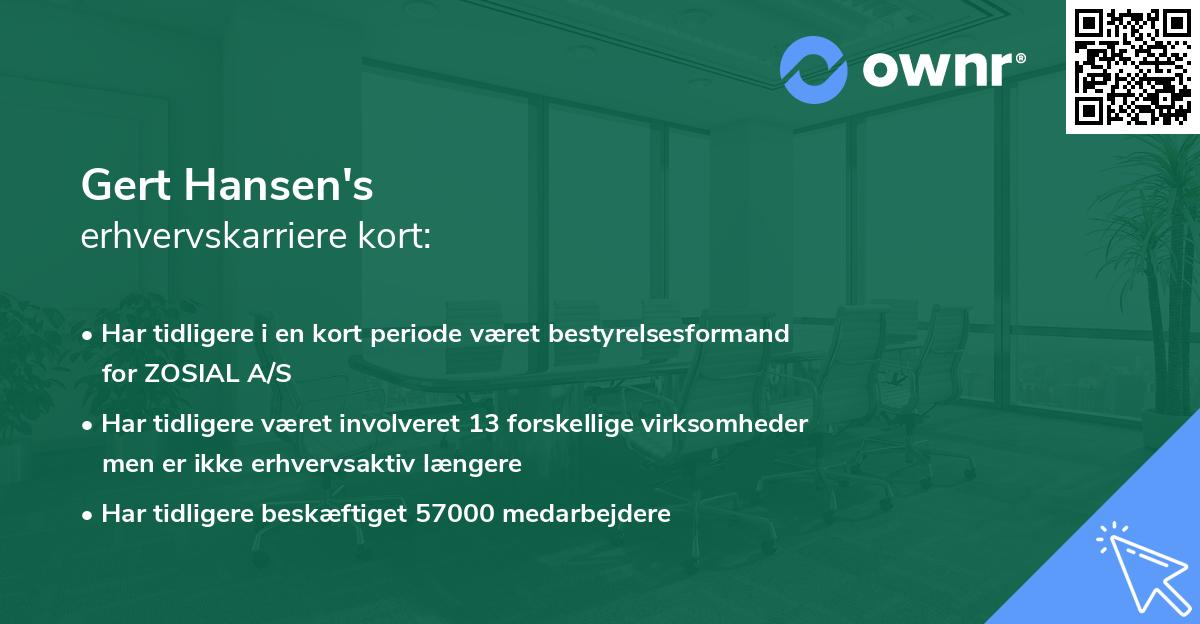 Gert Hansen's erhvervskarriere kort